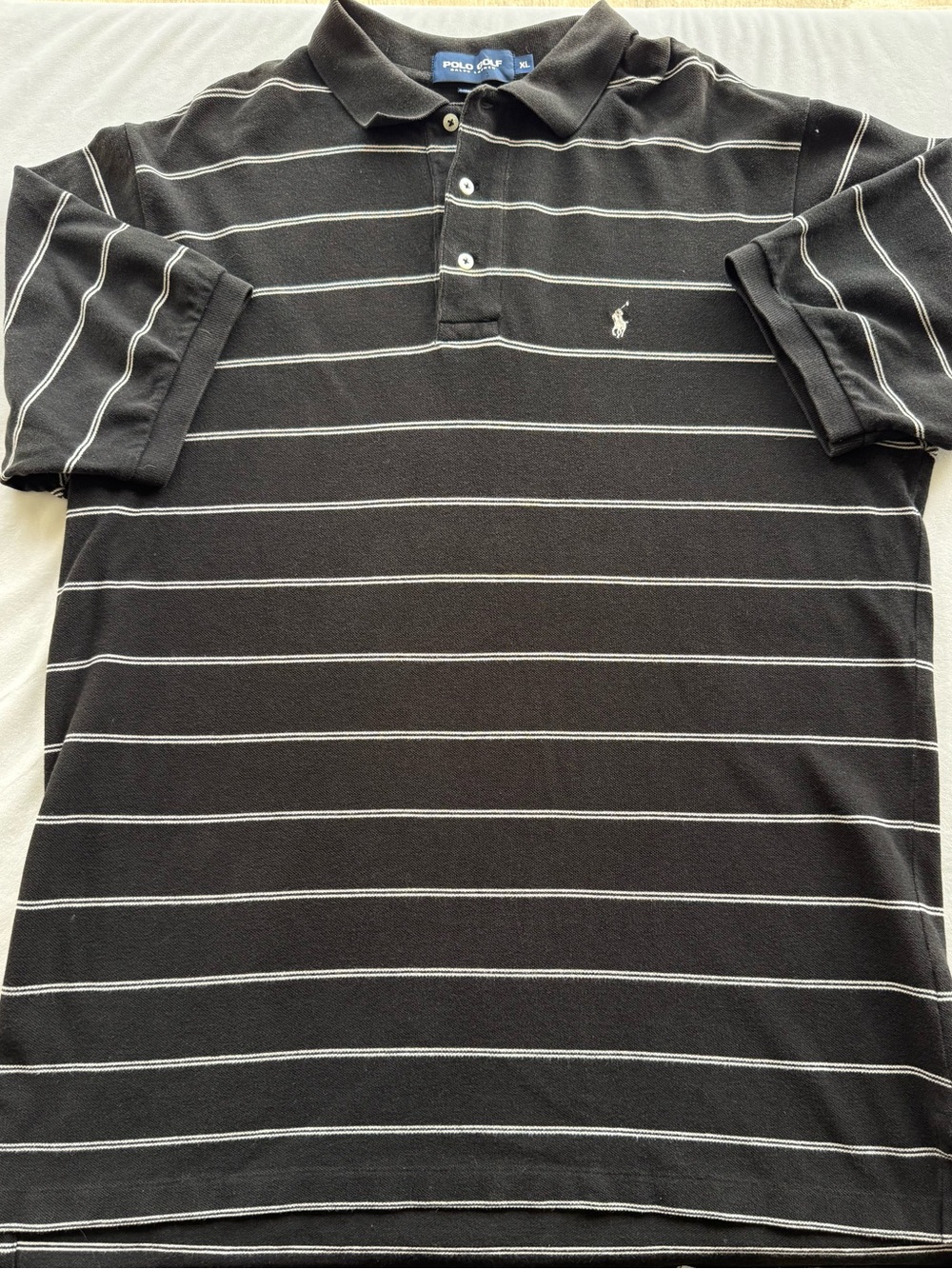 Polo Golf by Ralph Lauren Black Striped Cotton Golf Polo